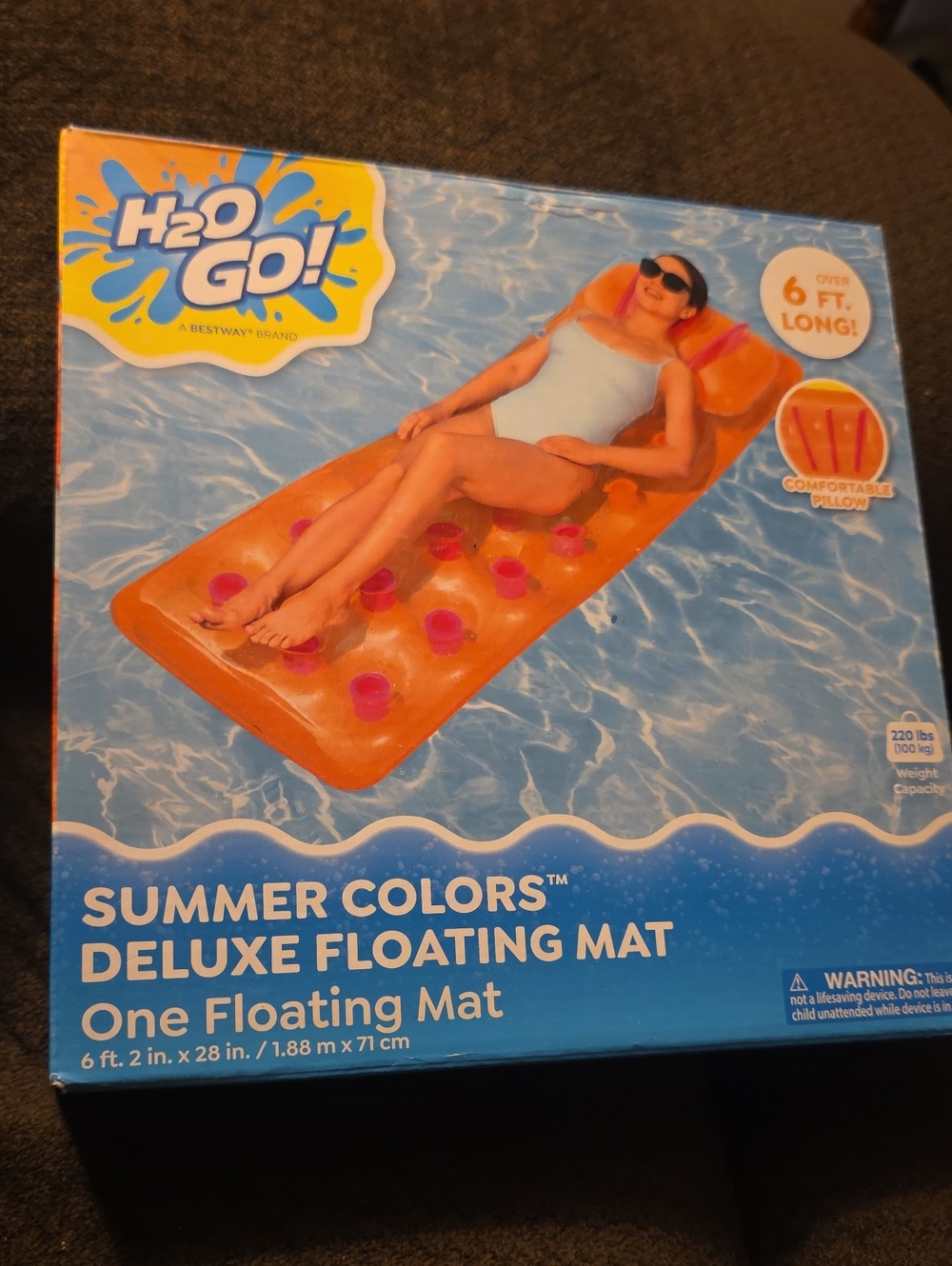 H2O GO! Summer Colors Deluxe Floating Mat - Orange